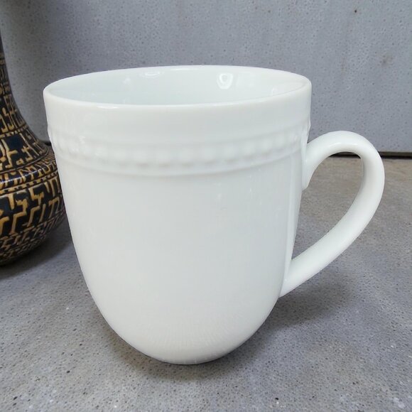 Fitz And Floyd Everyday White Ceramic Coffee Mug Cup Set 2 Mugs Cups Stoneware - Picture 2 of 12